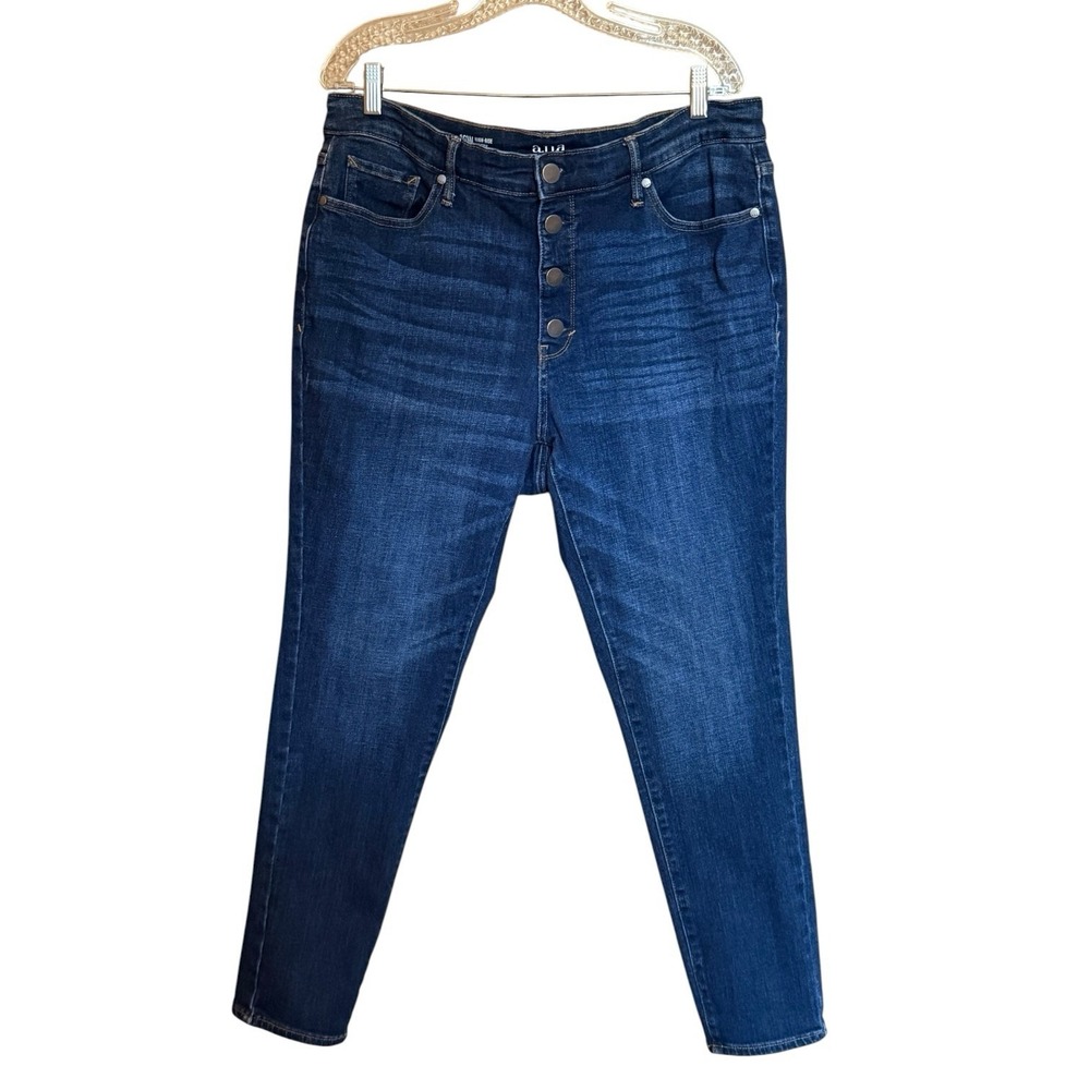 a.n.a High Rise Skinny Jeans Button Fly Womens 16W Stretch Dark Wash‎